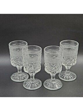 Anchor Hocking Wexford Set of 4 Criss-Cross Pattern Claret Wine